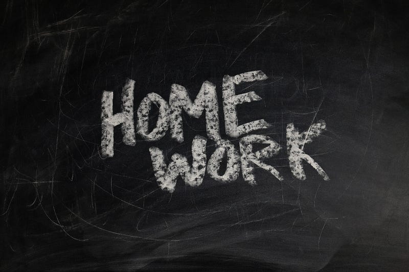 A blackboard background with “home work” written on it in white chalk